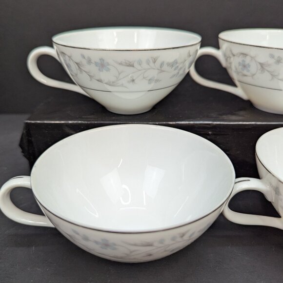 Fine China Japan Fairlawn Pattern 8603 Porcelain Flat 4 Oz Teacup Set of 4 - Picture 6 of 10